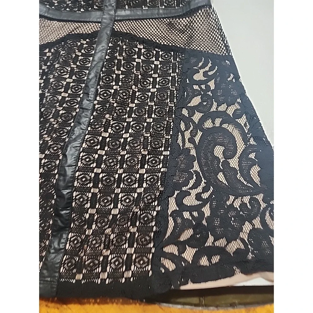 Mossimo Black Lace Dress With Beige Under Slip Size Large